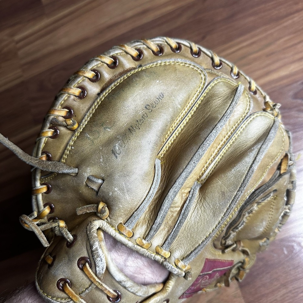 Vintage Rawlings MJ50 Catchers Mitt Brown Leather Glove 33" Jerry May RHT - Picture 9 of 9